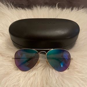 Michael Kors aviator sunglasses. Gold frame, reflective lens